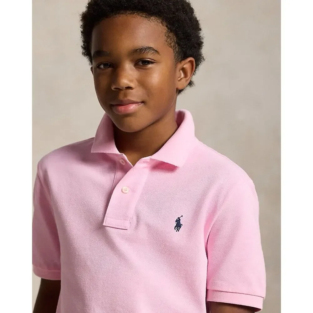 Ralph Lauren NWT The Iconic Mesh Polo Shirt Boys Large (14-16) Short Sleeve Pink